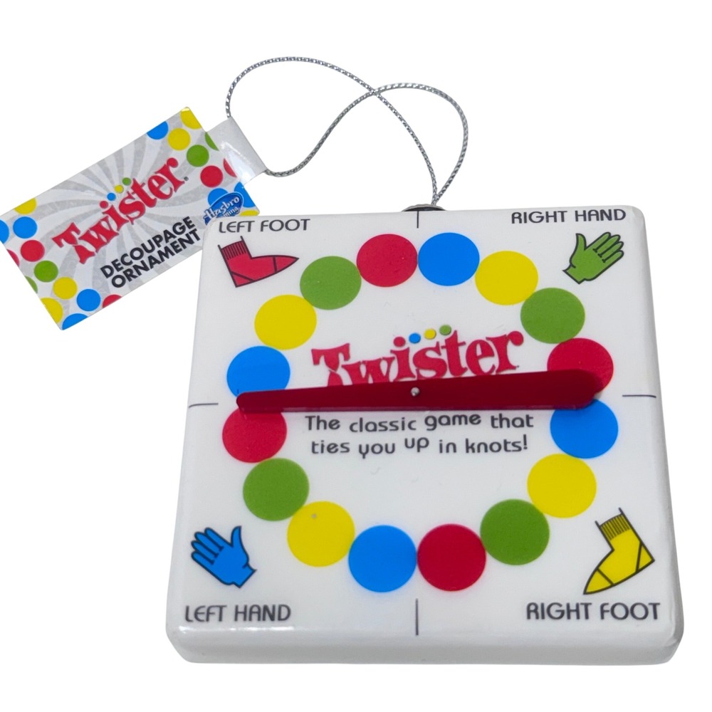Hasbro Twister Christmas Ornament Game Spinner Board New Tags Holiday Kitch Gift
